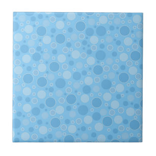 bright blue tones with polka dots in retro sixties ceramic tile