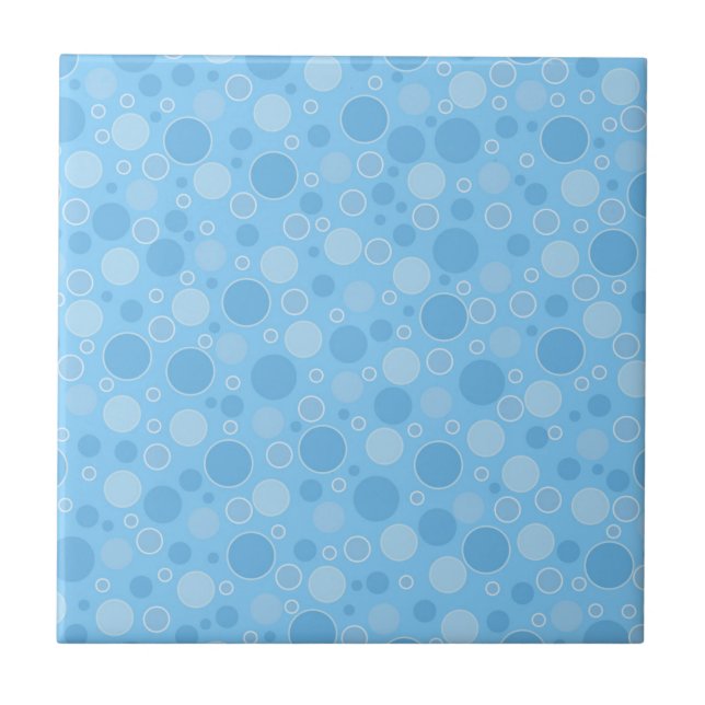 bright blue tones with polka dots in retro sixties ceramic tile (Front)