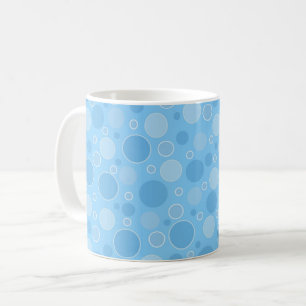 bright blue tones with polka dots in retro sixties coffee mug