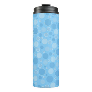 bright blue tones with polka dots in retro sixties thermal tumbler