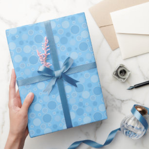 bright blue tones with polka dots in retro sixties wrapping paper