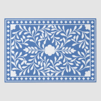 Bright Blue Traditional Bone Inlay Decoupage Paper
