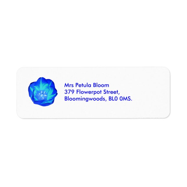 Bright Blue Tulip Custom Return Address Label (Front)