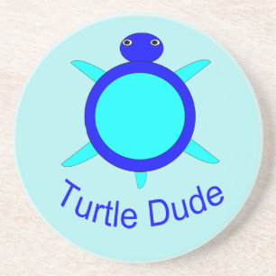 Bright Blue Turtle Dude Coasters
