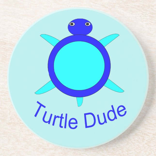 Bright Blue Turtle Dude Coasters (Front)