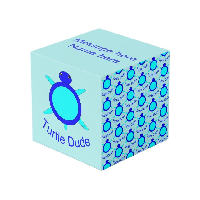 Bright Blue Turtle Dude Custom Photo Cube (Front Angled)