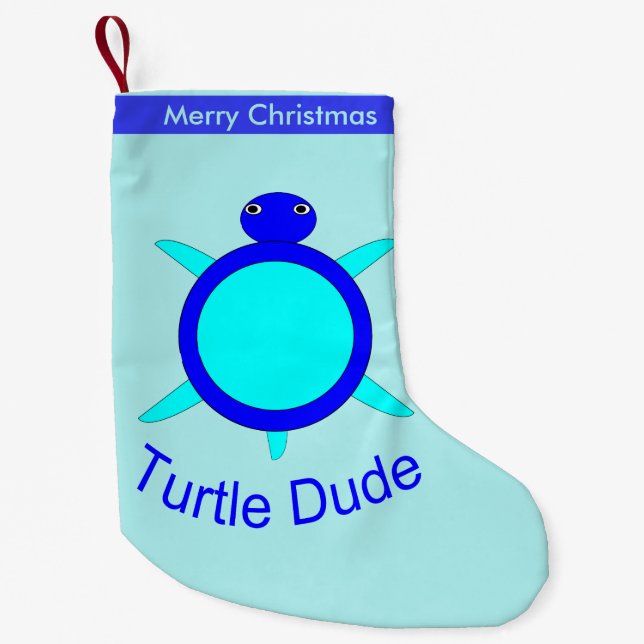 Bright Blue Turtle Dude Custom Stocking (Front)