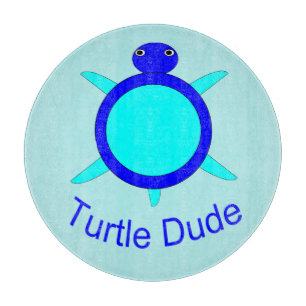 Bright Blue Turtle Dude Cutting Board