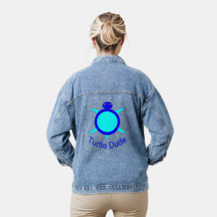 Bright Blue Turtle Dude Denim Jacket