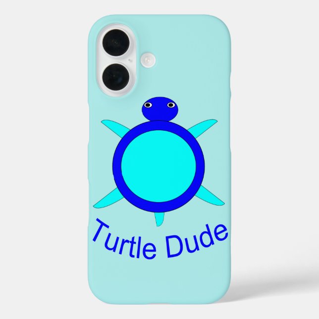 Bright Blue Turtle Dude iPhone Case (Back)