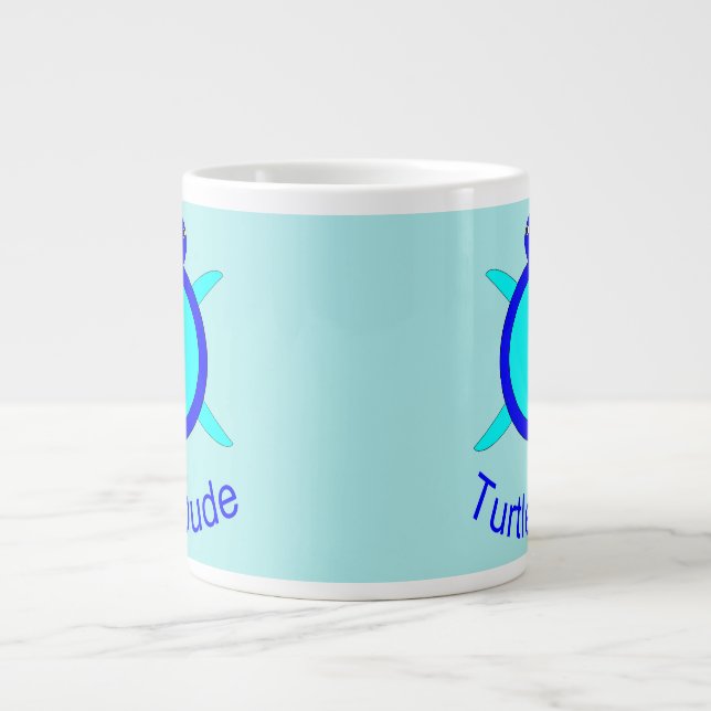 Bright Blue Turtle Dude Jumbo Mug (Front)