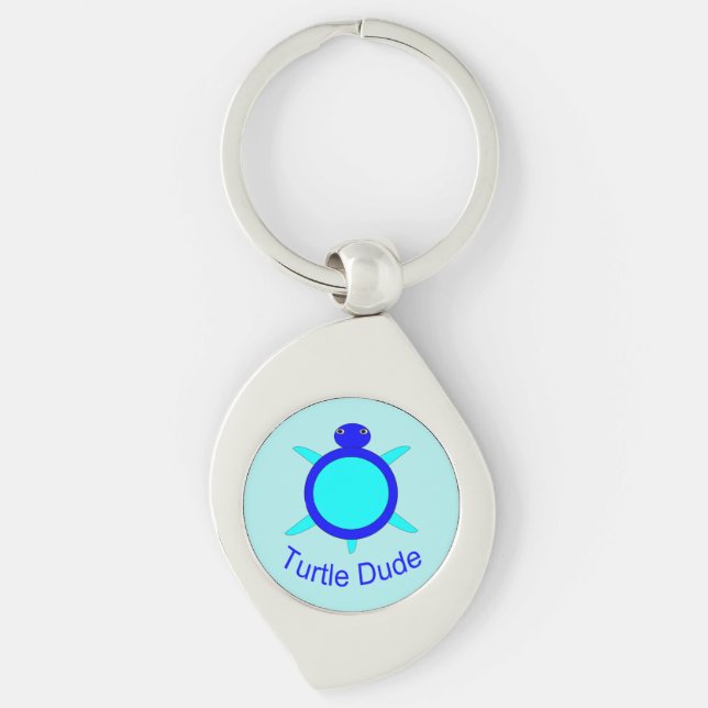 Bright Blue Turtle Dude Keychain (Front)