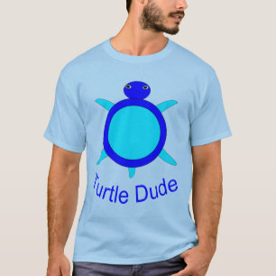 Bright Blue Turtle Dude Ladies T Shirt