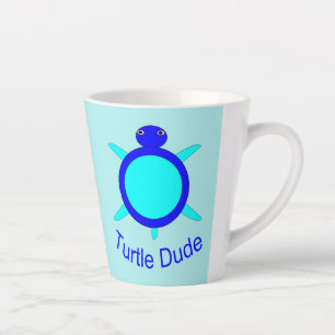 Bright Blue Turtle Dude Latte Mug