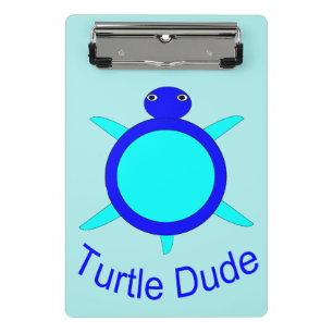 Bright Blue Turtle Dude Mini Clipboard