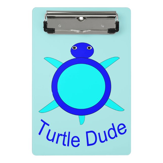 Bright Blue Turtle Dude Mini Clipboard (Front)