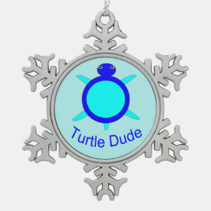 Bright Blue Turtle Dude Ornament