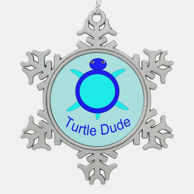 Bright Blue Turtle Dude Ornament (Front)