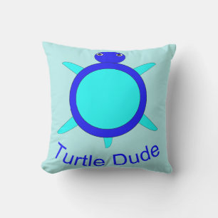 Bright Blue Turtle Dude Outdoor Pillow