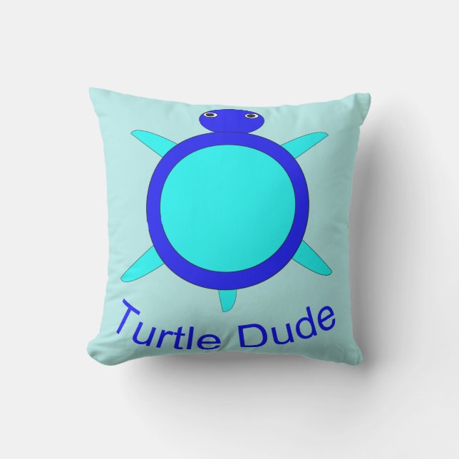 Bright Blue Turtle Dude Outdoor Pillow (Front)