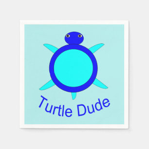 Bright Blue Turtle Dude Paper Napkins