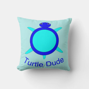 Bright Blue Turtle Dude Pillow