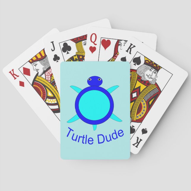 Bright Blue Turtle Dude Playing cards (Back)
