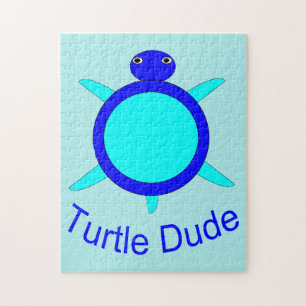 Bright Blue Turtle Dude Puzzle