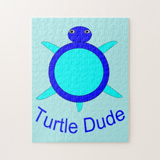 Bright Blue Turtle Dude Puzzle (Vertical)