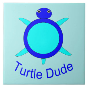 Bright Blue Turtle Dude Tile