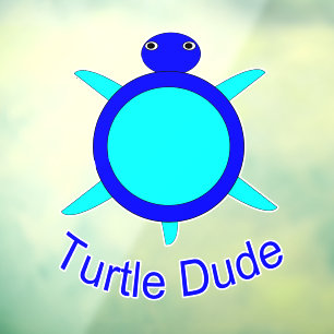 Bright Blue Turtle Dude Window Cling