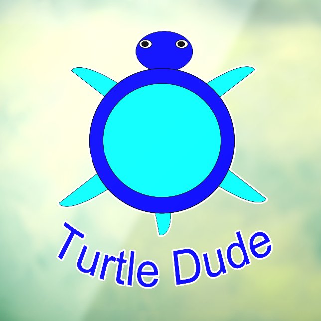 Bright Blue Turtle Dude Window Cling (Sheet 3)