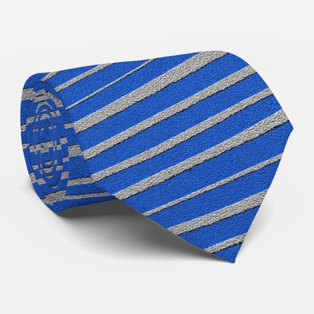 Bright Blue Unique Stripe Pattern Cool Tie (Rolled)