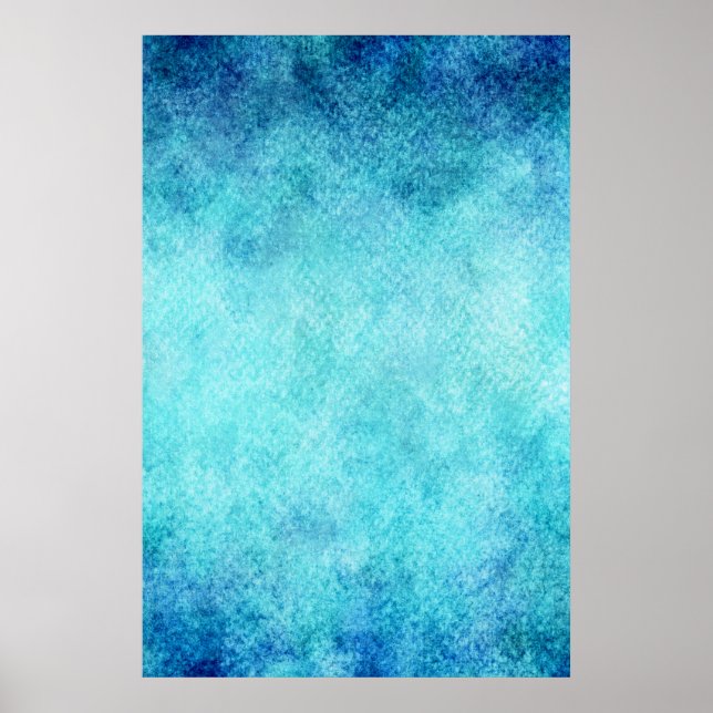 Bright Blue Watercolor Personalised Background Poster (Front)
