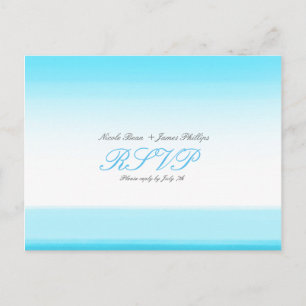 Bright Blue Watercolor RSVP Wedding Postcard