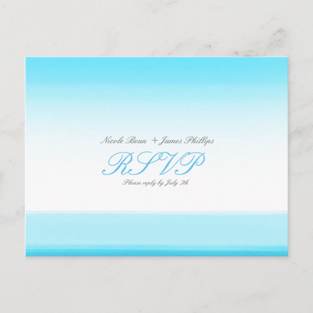 Bright Blue Watercolor RSVP Wedding Postcard (Front)