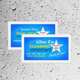 Bright Blue Window Cleaner, Cleaning Service Business Card