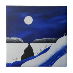 Bright Blue Winter Southwest Desert Christmas Tile