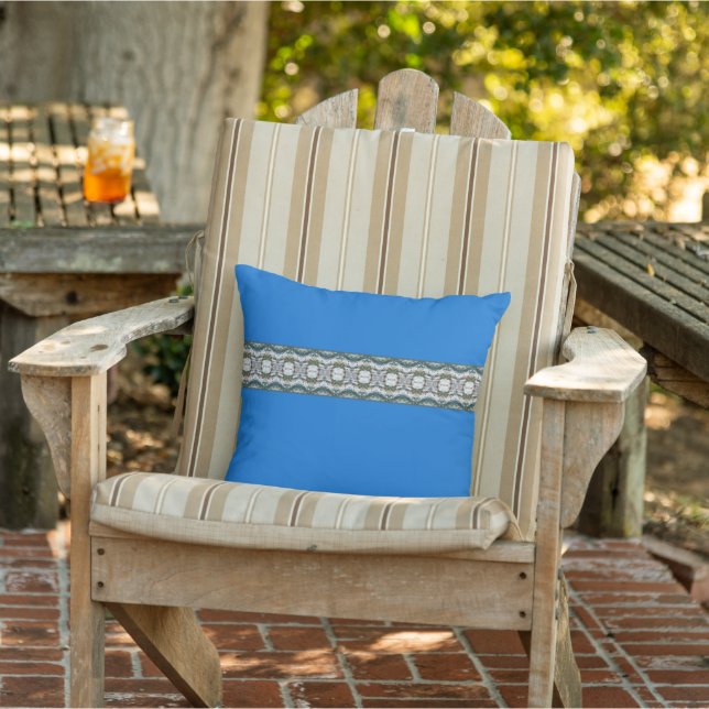 Bright Blue With A Grey Accented Design Cushion (Chair)