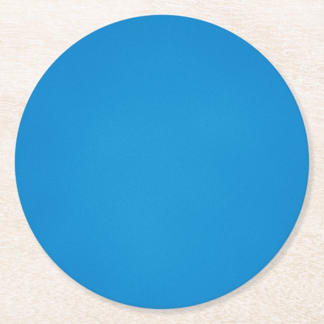 Bright Blue with Grainy Texture Round Paper Coaster (Front)