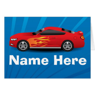 Bright Blue with Red Sports Car Flames Kids Boys