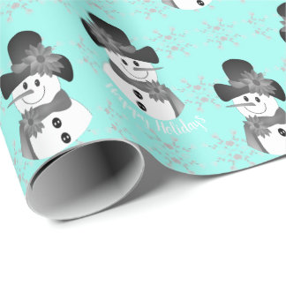Bright Blue With Snowman Wrapping Paper