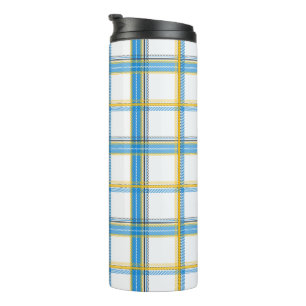 Bright Blue Yellow Plaid Aesthetic Thermal Tumbler