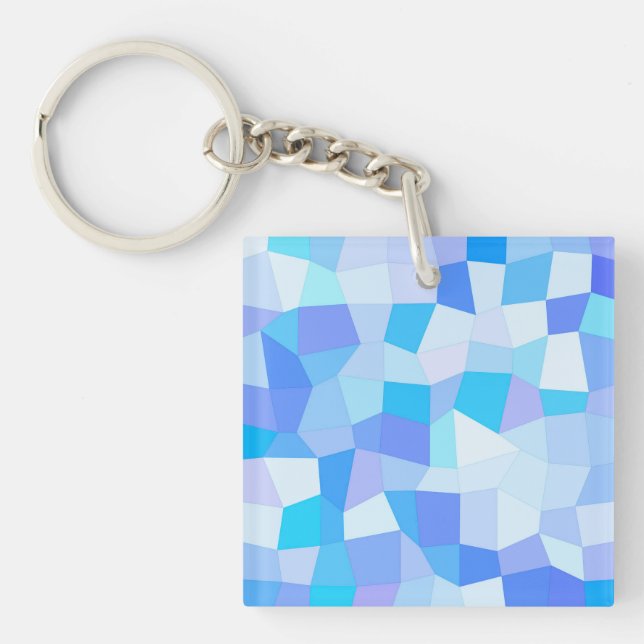 Bright Blues Mosaic Key Ring (Front)