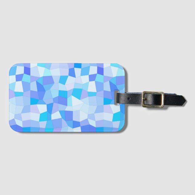 Bright Blues Mosaic Luggage Tag (Front Horizontal)