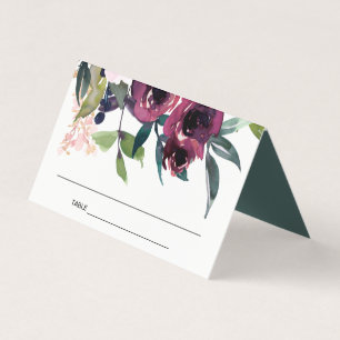 BRIGHT BLUSH BURGUNDY FLORAL WEDDING PLACE CARDS