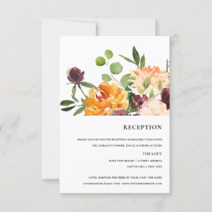 BRIGHT BLUSH YELLOW ORANGE FLORAL BUNCH RECEPTION RSVP CARD