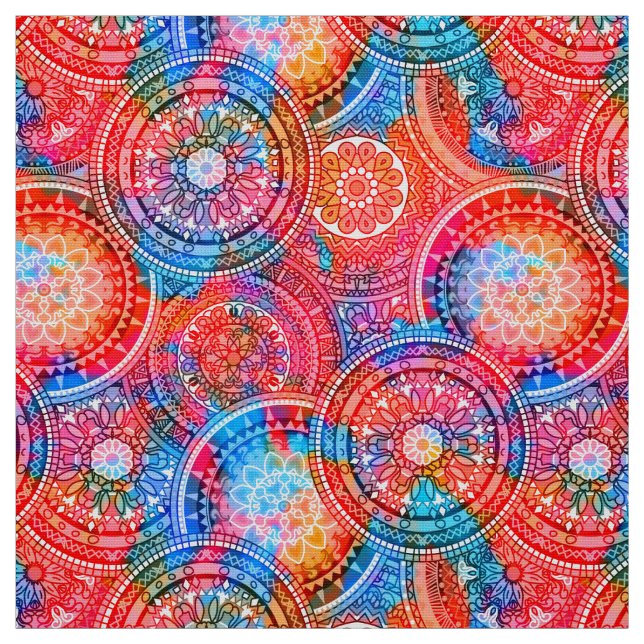 Bright Bohemian Boho Hippy Chic Pattern Fabric (Swatch)