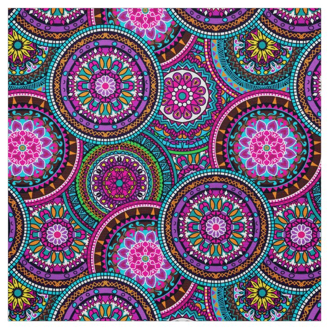 Bright Bohemian Boho Hippy Chic Pattern Fabric (Swatch)