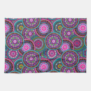 Bright Bohemian Boho Hippy Chic Pattern Tea Towel